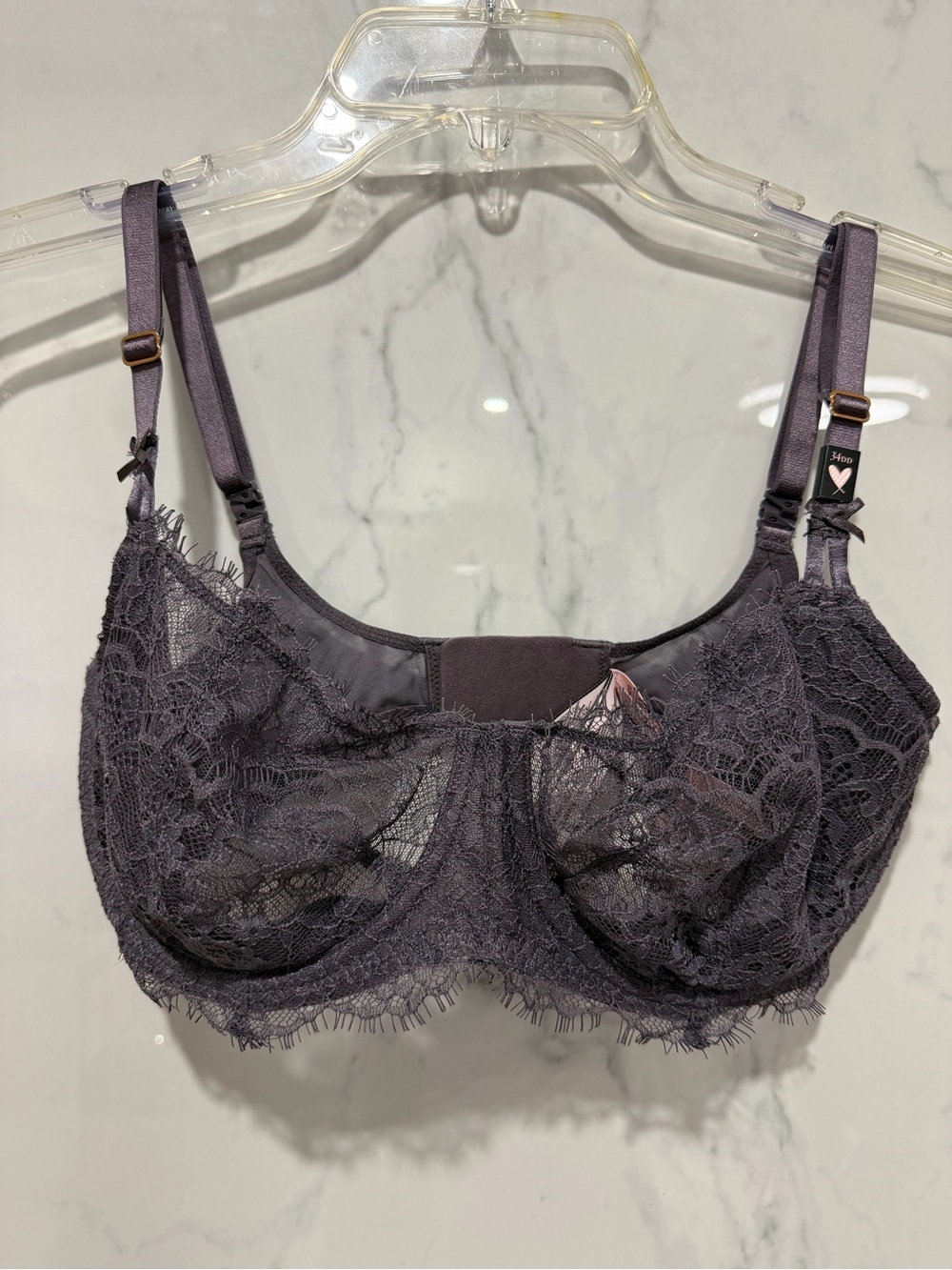 Victoria's Secret dream angels tornado gray lace unlined uplift sling bra 34DD